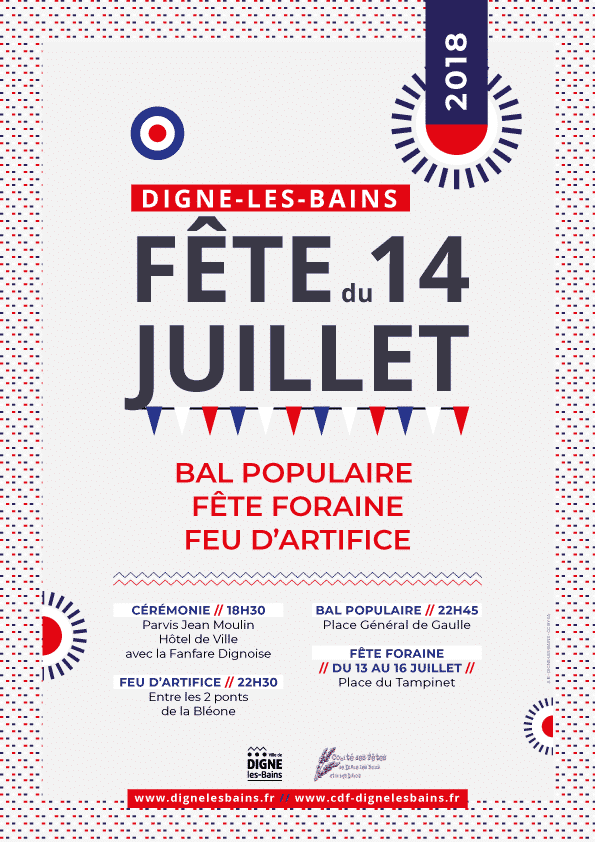 Affiche festivités du 14 juillet à Digne-les-Bains